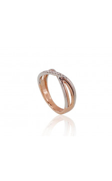 Gold ring 1100650(Au-R+Au-W)_DI, White/Red Gold 585°, Diamonds