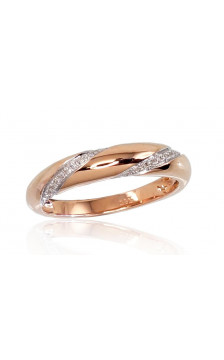 Gold ring 1100658(Au-R+PRh-W)_DI, Red Gold 585°, Rhodium (Plating) , Diamonds
