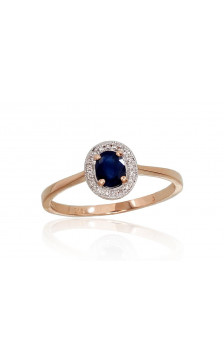 Gold ring 1100662(Au-R+PRh-W)_DI+SA, Red Gold 585°, Rhodium (Plating) , Diamonds , Sapphire