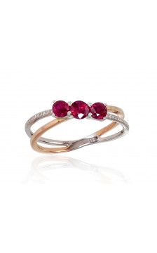 Gold ring 1100667(Au-R+Au-W)_DI+RB, White/Red Gold 585°, Diamonds , Ruby