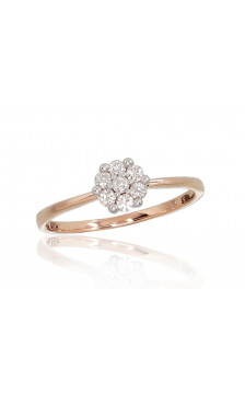 Gold ring 1100692(Au-R+PRh-W)_DI, Red Gold 585°, Rhodium (Plating) , Diamonds