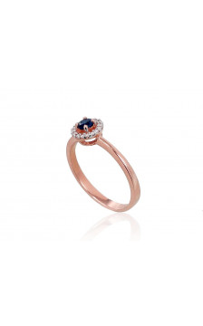 Gold ring 1100705(Au-R+PRh-W)_DI+SA, Red Gold 585°, Rhodium (Plating) , Diamonds , Sapphire