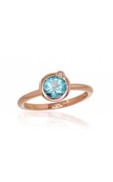 Gold ring 1100810(Au-R)_DI+TZB, Red Gold 585°, Diamonds , Blue Topaz