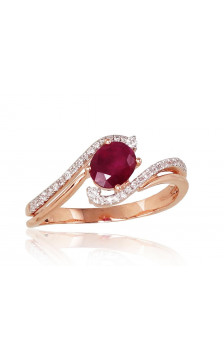 Gold ring 1100811(Au-R+PRh-W)_DI+RB, Red Gold 585°, Rhodium (Plating) , Diamonds , Ruby