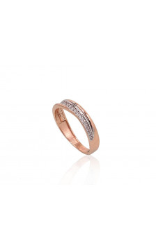 Gold ring 1100877(Au-R+PRh-W)_CZ, Red Gold 585°, Rhodium (Plating) , Zirkons