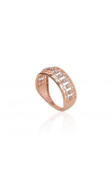 Gold ring 1100884(Au-R+PRh-W)_CZ, Red Gold 585°, Rhodium (Plating) , Zirkons