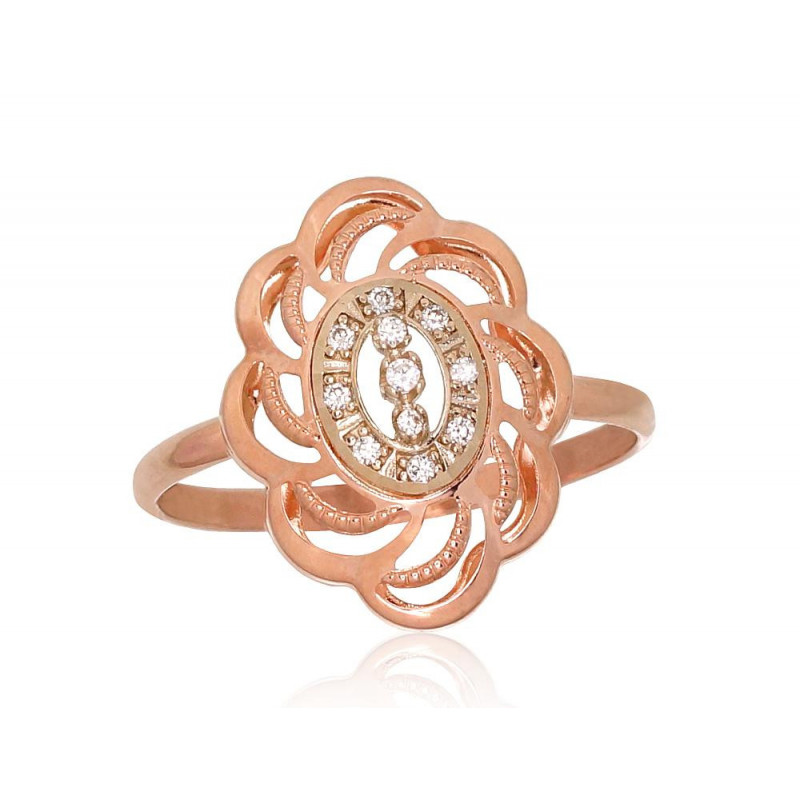 Gold ring 1100899(Au-R+Au-W)_CZ, White/Red Gold 585°, Zirkons