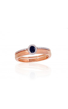 Gold ring 1100904(Au-R+PRh-W)_DI+SA, Red Gold 585°, Rhodium (Plating) , Diamonds , Sapphire