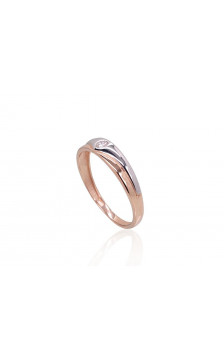 Gold ring 1100909(Au-R+PRh-W)_CZ, Red Gold 585°, Rhodium (Plating) , Zirkons