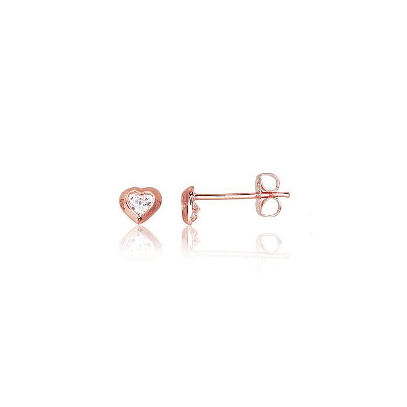 Gold classic studs earrings 1200203(Au-R)_CZ, Red Gold 585°, Zirkons