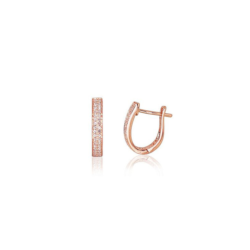 Gold earrings with 'english' lock 1200272(Au-R)_DI, Red Gold 585°, Diamonds