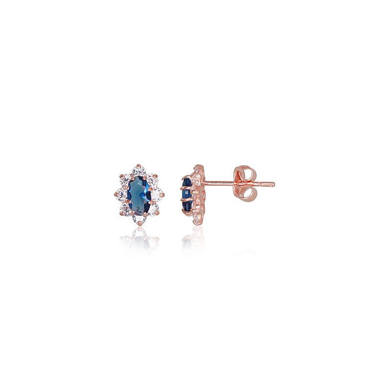 Gold classic studs earrings 1200278(Au-R)_CZ+CZ-B, Red Gold 585°, Zirkons