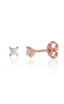 Gold classic studs earrings 1200342(Au-R)_DI, Red Gold 585°, Diamonds