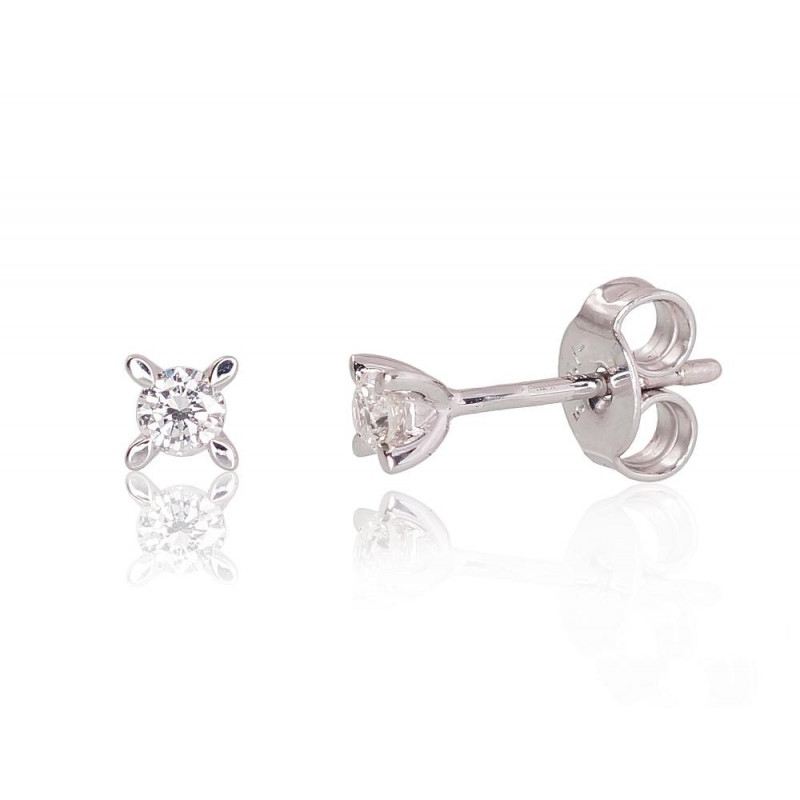 Gold classic studs earrings 1200342(Au-W)_DI, White Gold 585°, Diamonds