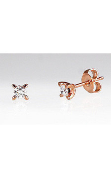 Gold classic studs earrings 1200343(Au-R)_DI, Red Gold 585°, Diamonds