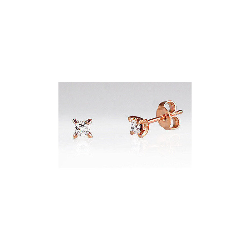 Gold classic studs earrings 1200343(Au-R)_DI, Red Gold 585°, Diamonds