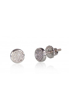 Gold screw studs earrings 1200453(Au-W)_DI, White Gold 585°, Diamonds
