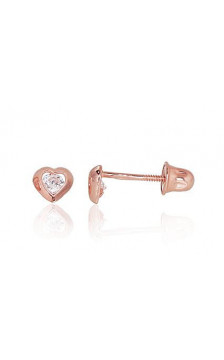 Gold screw studs earrings 1200501(Au-R)_CZ, Red Gold 585°, Zirkons