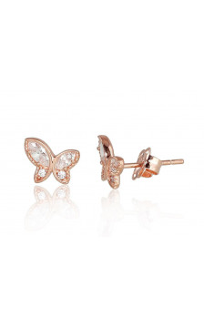 Gold classic studs earrings 1200963(Au-R)_CZ, Red Gold 585°, Zirkons