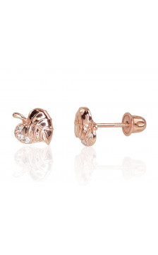 Gold screw studs earrings 1200995(Au-R)_CZ, Red Gold 585°, Zirkons