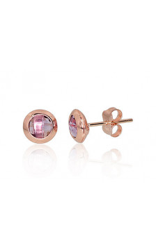 Gold classic studs earrings 1201061(Au-R)_AM, Red Gold 585°, Amethyst