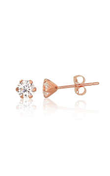 Gold classic studs earrings 1201127(Au-R)_CZ, Red Gold 585°, Zirkons