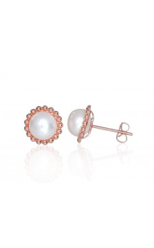 Gold classic studs earrings 1201215(Au-R)_PE, Red Gold 585°, Fresh-water Pearl
