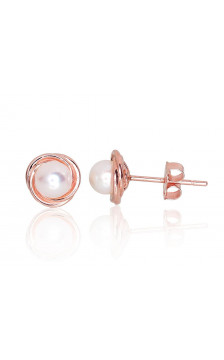 Gold classic studs earrings 1201217(Au-R)_PE, Red Gold 585°, Fresh-water Pearl