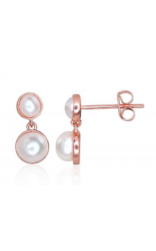 Gold classic studs earrings 1201219(Au-R)_PE, Red Gold 585°, Fresh-water Pearl