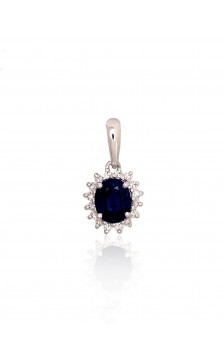 Gold pendant 1300178(Au-W)_DI+SA, White Gold 585°, Diamonds , Sapphire