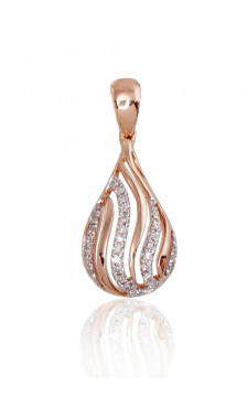 Gold pendant 1300208(Au-R+PRh-W)_DI, Red Gold 585°, Rhodium (Plating) , Diamonds