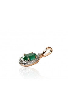 Gold pendant 1300264(Au-R+PRh-W)_DI+EM, Red Gold 585°, Rhodium (Plating) , Diamonds , Emerald