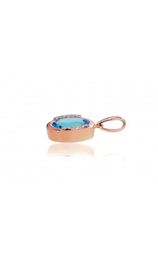 Gold pendant 1300413(Au-R+PRh-W)_DI+TZB, Red Gold 585°, Rhodium (Plating) , Diamonds , Blue Topaz