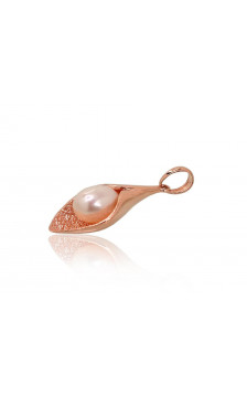 Gold pendant 1300667(Au-R+Au-MattR)_PE, Red Gold 585°, Fresh-water Pearl