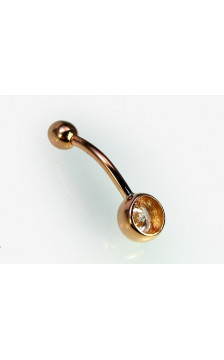 Gold piercing for navel 1930022(Au-R)_CZ, Red Gold 585°, Zirkons
