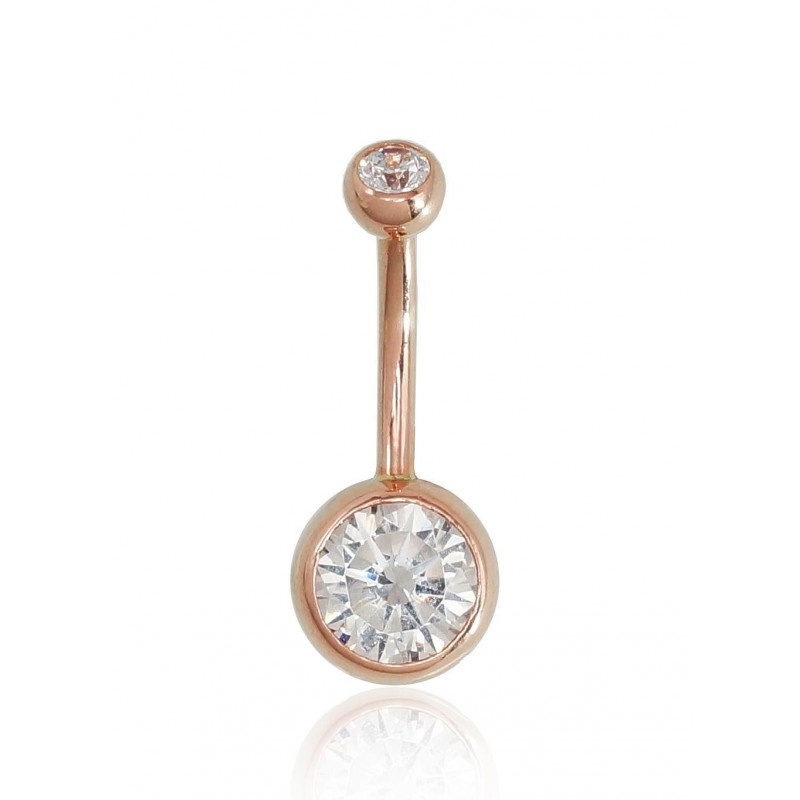 Gold piercing for navel 1930042(Au-R)_CZ, Red Gold 585°, Zirkons