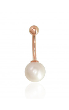Gold piercing for navel 1930043(Au-R)_PE, Red Gold 585°, Fresh-water Pearl