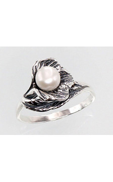 Silver ring 2100678(POx-Bk)_PE, Silver 925°, oxide (Plating), Fresh-water Pearl
