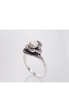 Silver ring 2100678(POx-Bk)_PE, Silver 925°, oxide (Plating), Fresh-water Pearl
