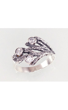 Silver ring 2100928(POx-Bk)_CZ, Silver 925°, oxide (Plating), Zirkons