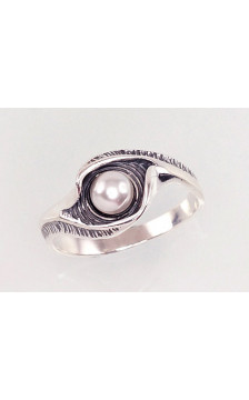 Silver ring 2100931(POx-Bk)_PE, Silver 925°, oxide (Plating), Fresh-water Pearl