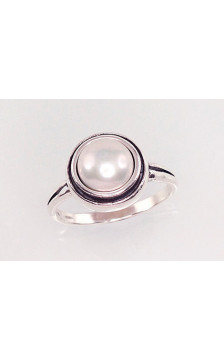 Silver ring 2100949(POx-Bk)_PE, Silver 925°, oxide (Plating), Fresh-water Pearl