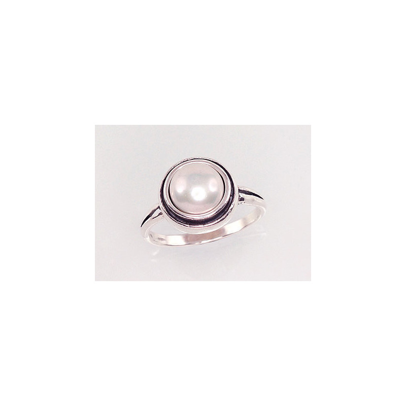 Silver ring 2100949(POx-Bk)_PE, Silver 925°, oxide (Plating), Fresh-water Pearl