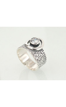 Silver ring 2101208(POx-Bk)_CZ, Silver 925°, oxide (Plating), Zirkons