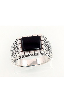 Silver ring 2101366(POx-Bk)_ON, Silver 925°, oxide (Plating), Onix