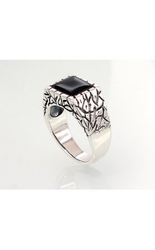 Silver ring 2101366(POx-Bk)_ON, Silver 925°, oxide (Plating), Onix