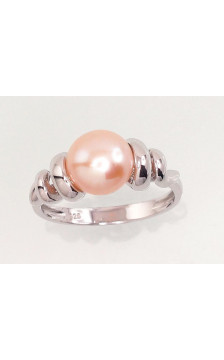 Silver ring 2101455(PRh-Gr)_PE-PI, Silver 925°, Rhodium (Plating), Fresh-water Pearl