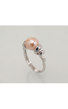Silver ring 2101455(PRh-Gr)_PE-PI, Silver 925°, Rhodium (Plating), Fresh-water Pearl