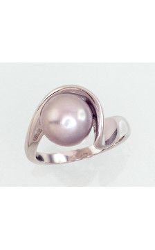 Silver ring 2101456(PRh-Gr)_PE-GR, Silver 925°, Rhodium (Plating), Fresh-water Pearl