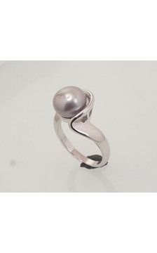 Silver ring 2101456(PRh-Gr)_PE-GR, Silver 925°, Rhodium (Plating), Fresh-water Pearl